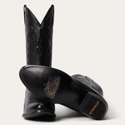 Ames Corded & Burnished Leather Boot Black Men Stetson Western