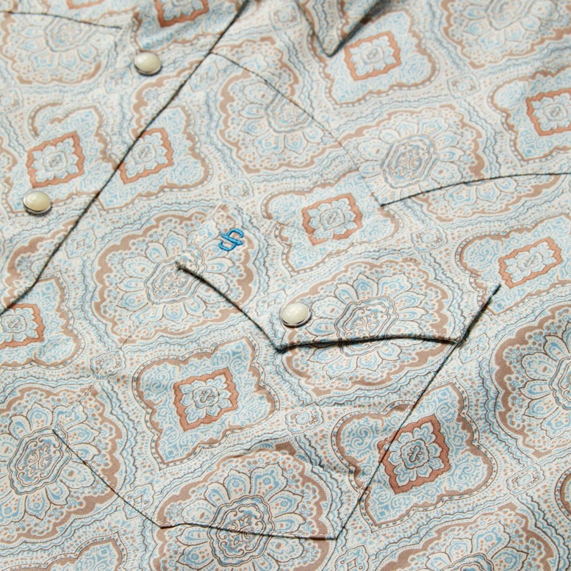 Aqua Paisley Print Western Shirt Green Men Stetson Western Shirts
