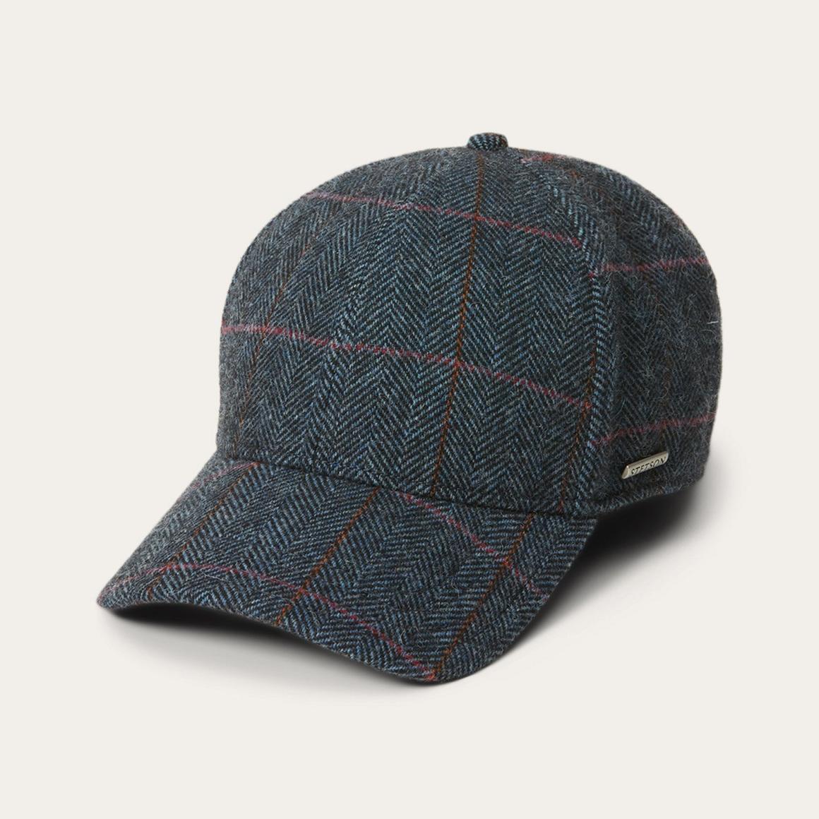 Baseball Cap Wool Blue Herringbone Men/Women Stetson Caps & Truckers