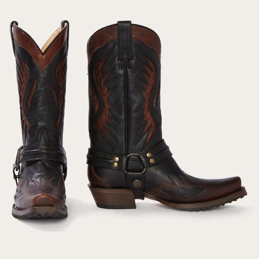 Biker Outlaw Oiled Leather Cowboy Boot Brown Men Stetson Western
