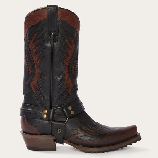 Biker Outlaw Oiled Leather Cowboy Boot Brown Men Stetson Western