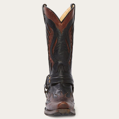 Biker Outlaw Oiled Leather Cowboy Boot Brown Men Stetson Western