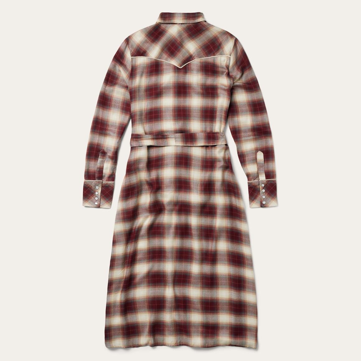 Black Cherry Plaid Shirt Dress Red Women Stetson Midi