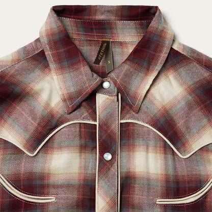 Black Cherry Plaid Shirt Dress Red Women Stetson Midi