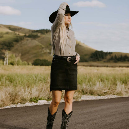 Black Denim 5-Pocket Skirt Black Women Stetson Skirts & Shorts
