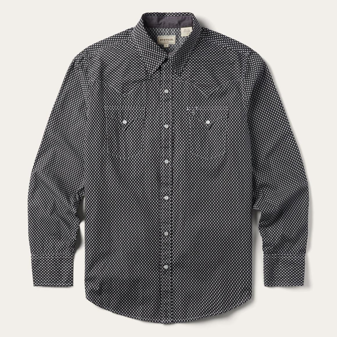 Black Diamond Shirt Black Men Stetson Modern Cut