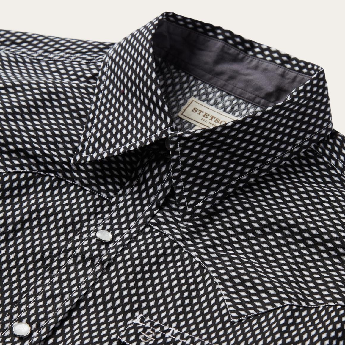 Black Diamond Shirt Black Men Stetson Modern Cut