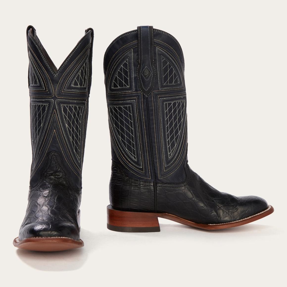 Black Falls Alligator Cowboy Boot Black Men Stetson Exotics
