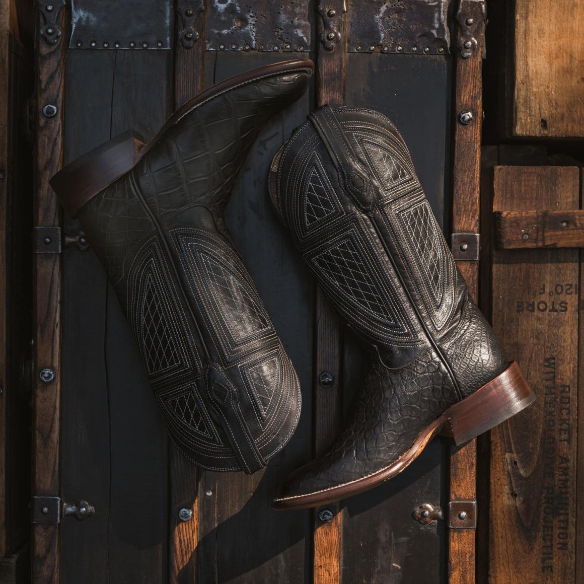 Black Falls Alligator Cowboy Boot Black Men Stetson Western