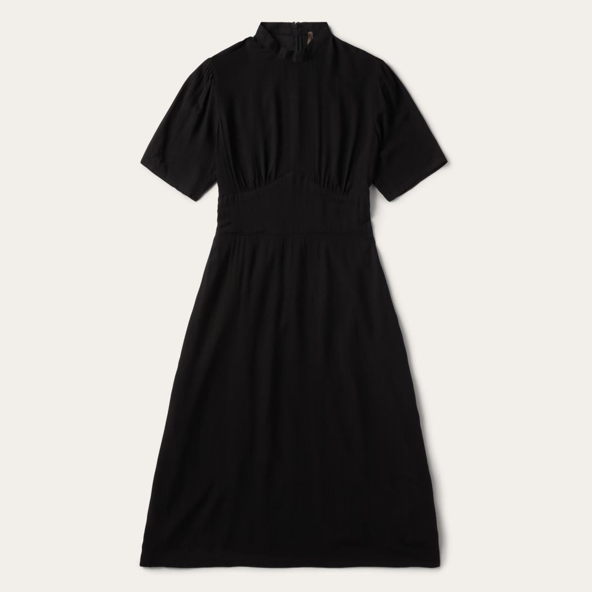 Black Herringbone Twill Midi Dress Black Women Stetson Midi
