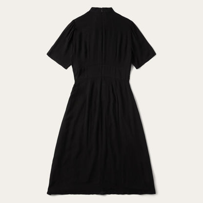 Black Herringbone Twill Midi Dress Black Women Stetson Midi