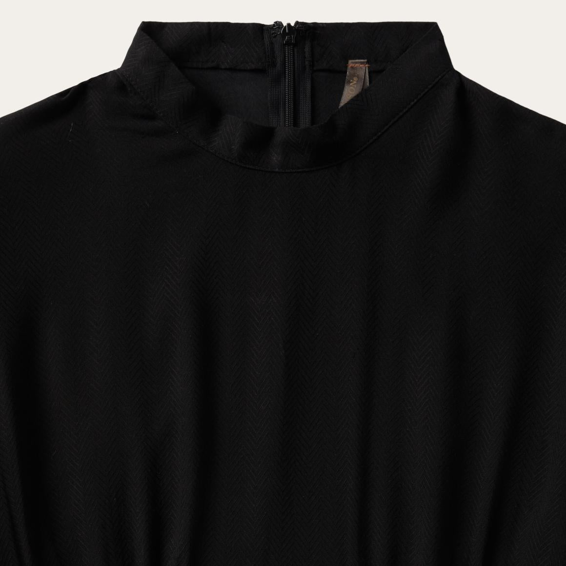 Black Herringbone Twill Midi Dress Black Women Stetson Midi