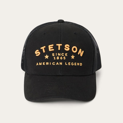Black Western Patch Trucker Cap Black Men/Women Stetson Caps & Truckers