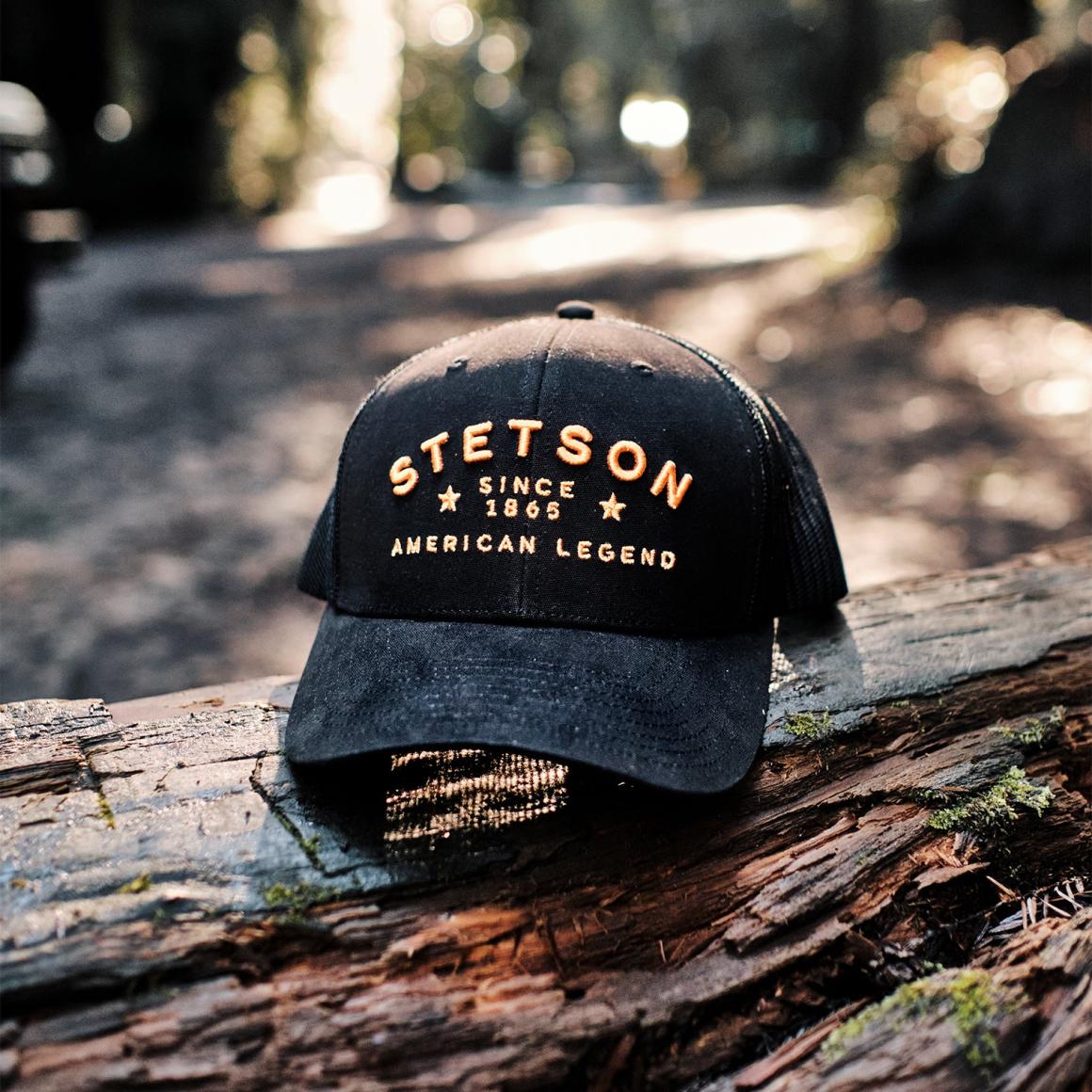 Black Western Patch Trucker Cap Black Men/Women Stetson Caps & Truckers