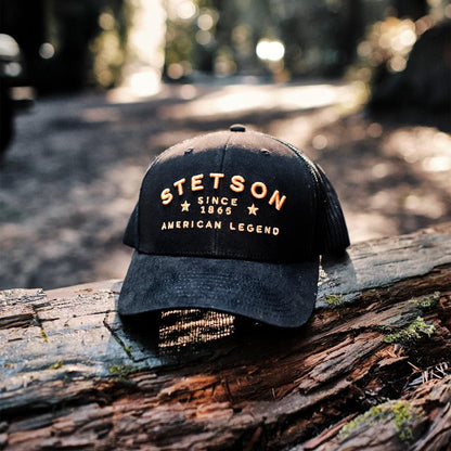 Black Western Patch Trucker Cap Black Men/Women Stetson Caps & Truckers