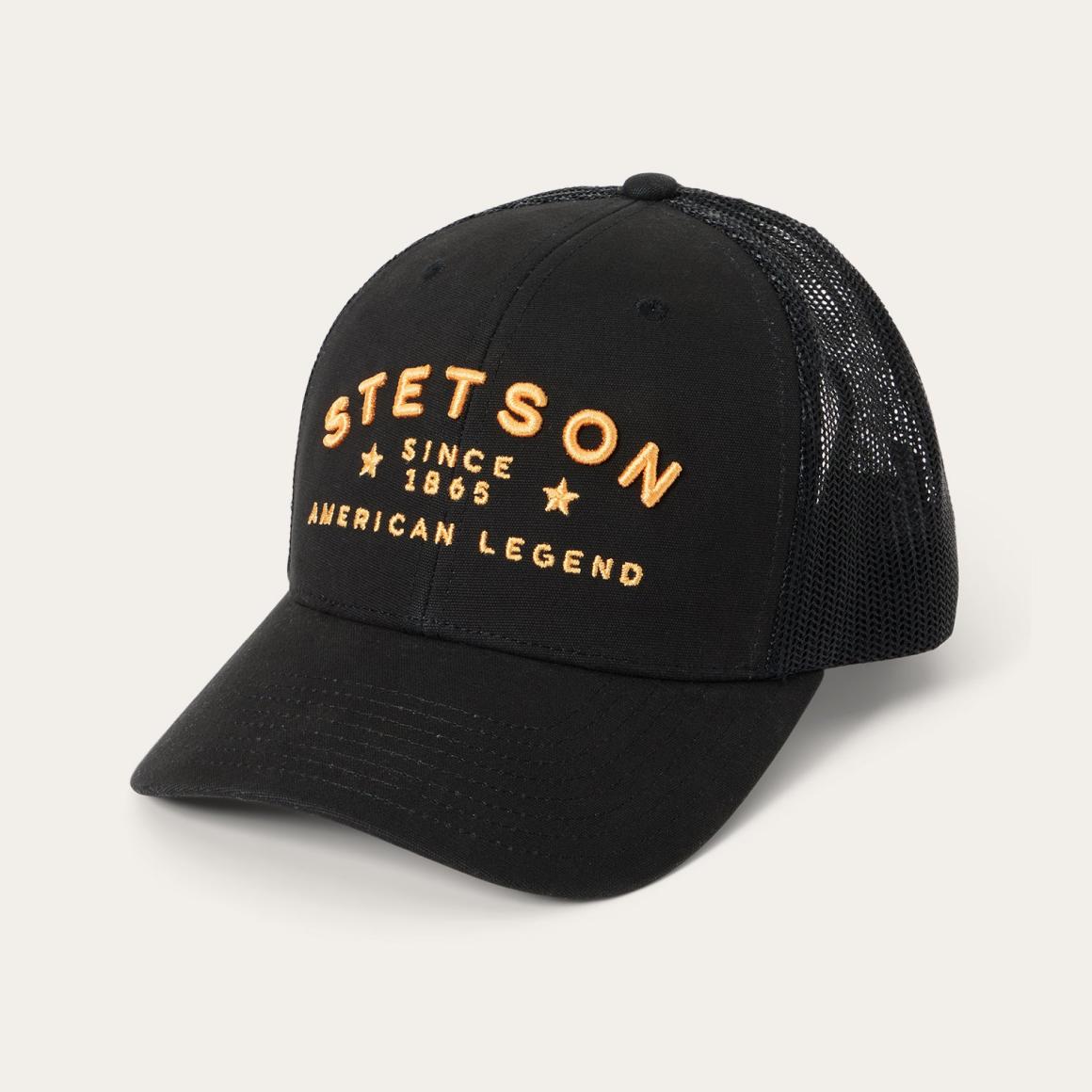 Black Western Patch Trucker Cap Black Men/Women Stetson Caps & Truckers