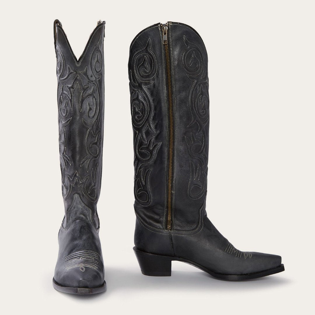 Blair Corded Side Zip Cowboy Boot Black Women Stetson Western
