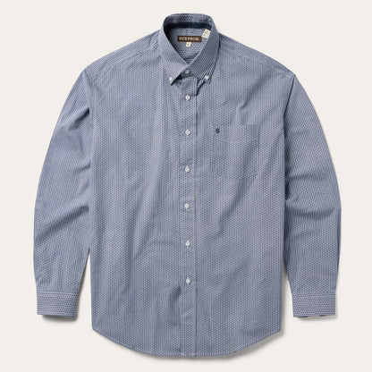 Blue Deco Geo Print Button Front Shirt Blue Men Stetson Western Shirts