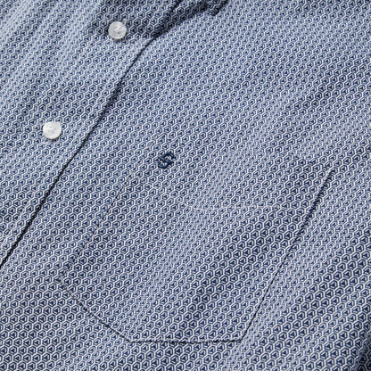 Blue Deco Geo Print Button Front Shirt Blue Men Stetson Western Shirts