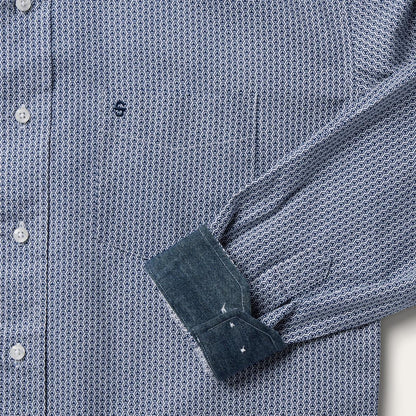 Blue Deco Geo Print Button Front Shirt Blue Men Stetson Western Shirts