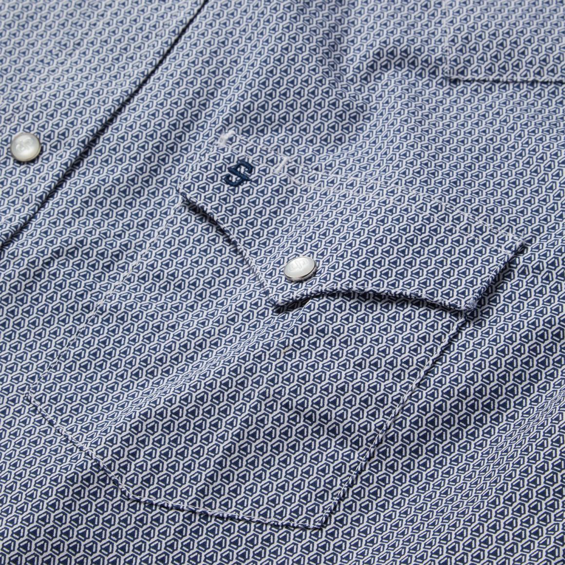 Blue Deco Geo Print Western Shirt Blue Men Stetson Classic Cut