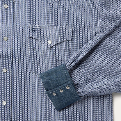 Blue Deco Geo Print Western Shirt Blue Men Stetson Classic Cut