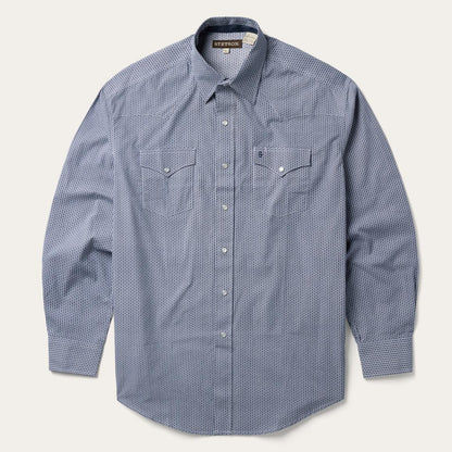 Blue Deco Geo Print Western Shirt Blue Men Stetson Western Shirts