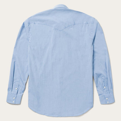 Blue End On End Solid Shirt Blue Men Stetson Modern Cut