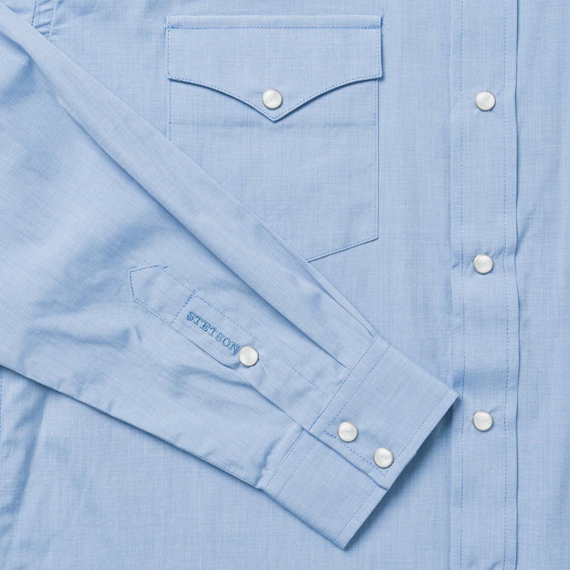 Blue End On End Solid Shirt Blue Men Stetson Modern Cut