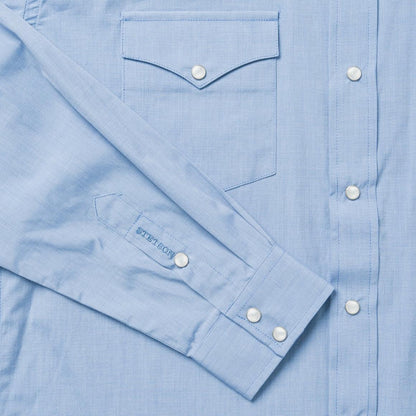 Blue End On End Solid Shirt Blue Men Stetson Modern Cut