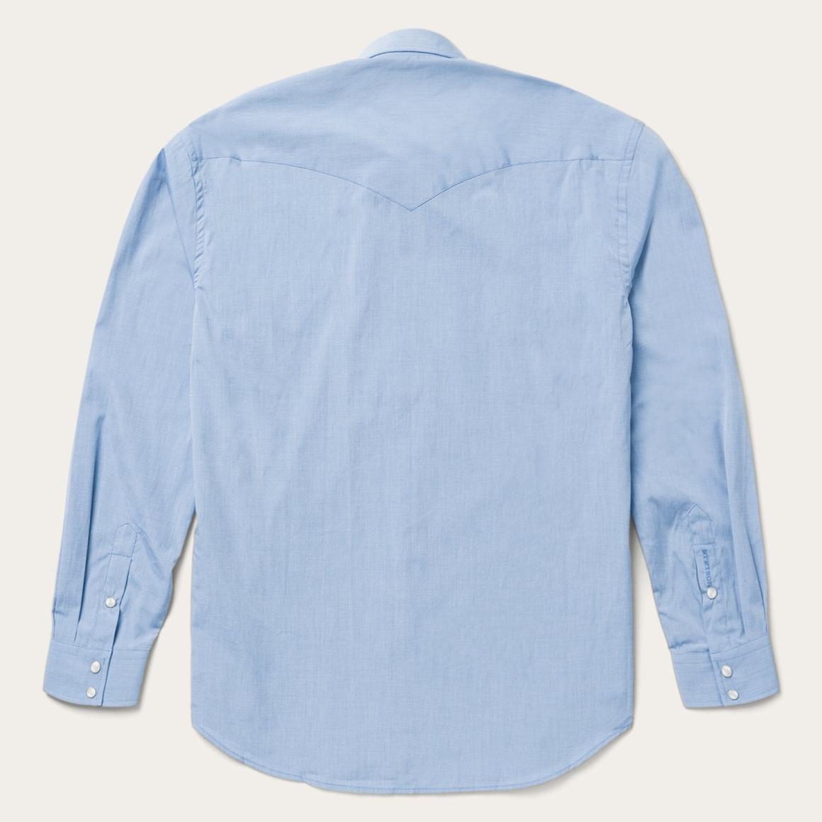 Blue End On End Solid Shirt Blue Men Stetson Western Shirts
