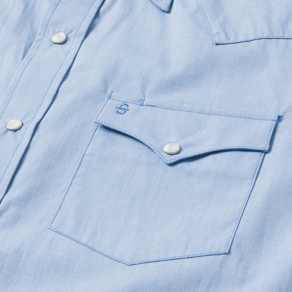 Blue End On End Solid Shirt Blue Men Stetson Western Shirts
