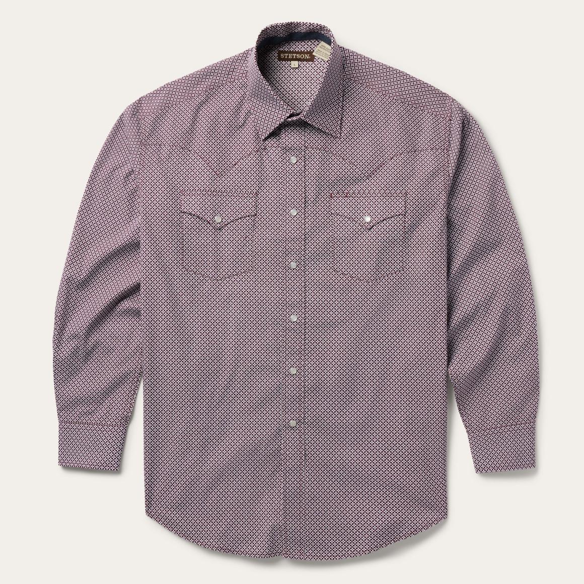 Blue Four Point Geo Print Western Shirt Blue Men Stetson Western Shirts