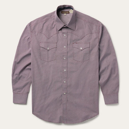 Blue Four Point Geo Print Western Shirt Blue Men Stetson Western Shirts