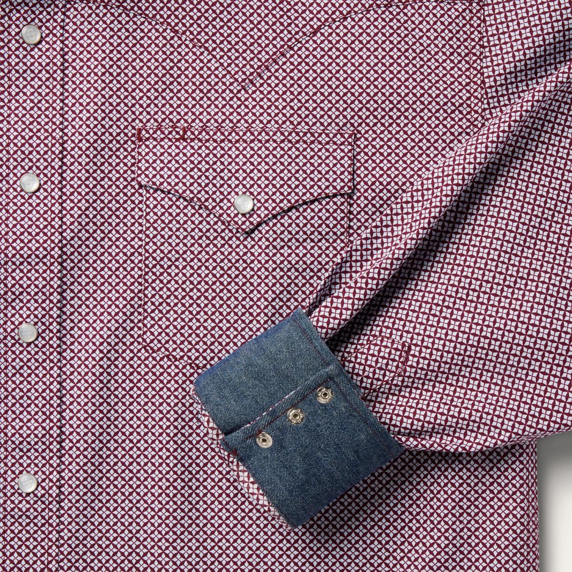Blue Four Point Geo Print Western Shirt Blue Men Stetson Western Shirts