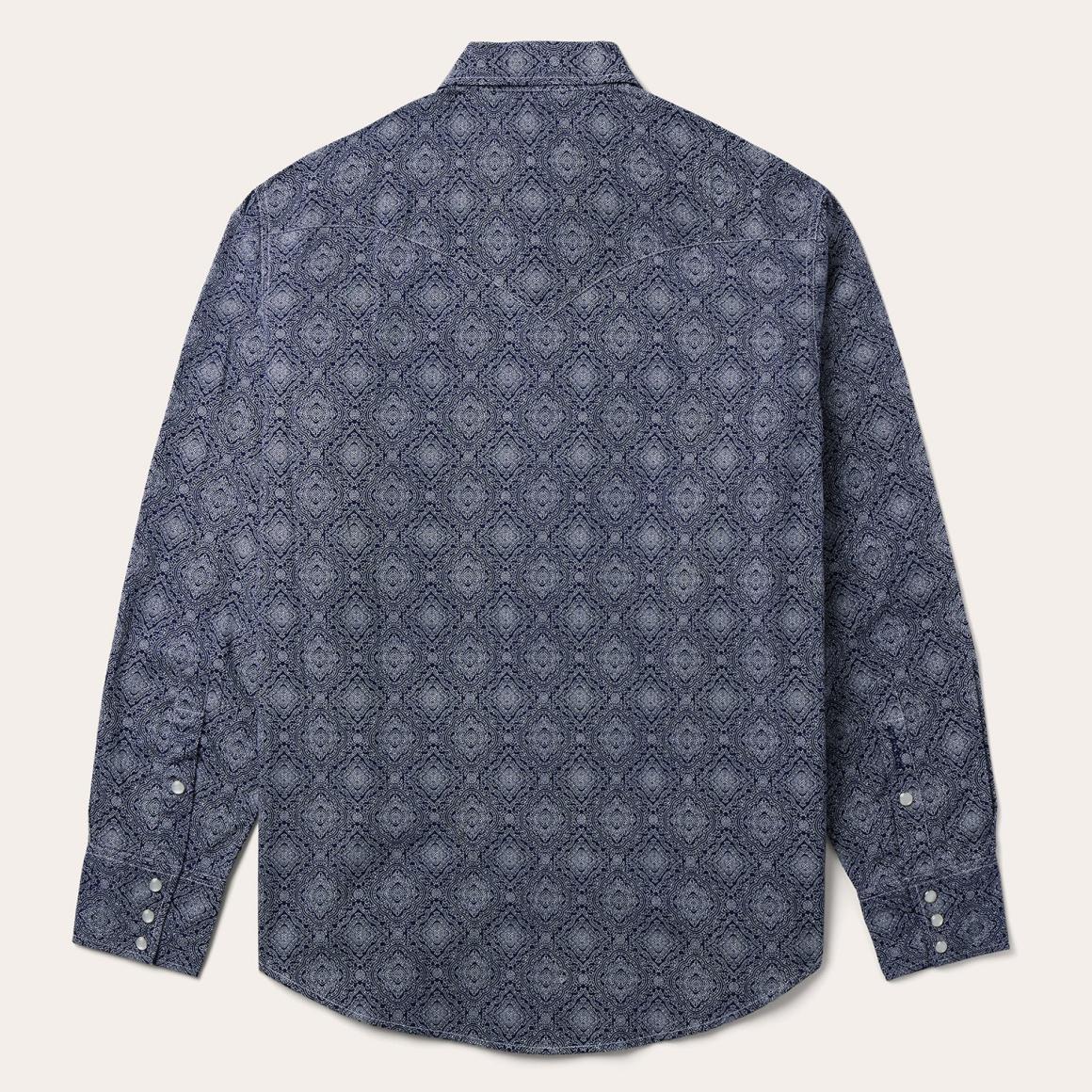 Blue Medallion Print Western Shirt Blue Men Stetson Western Shirts