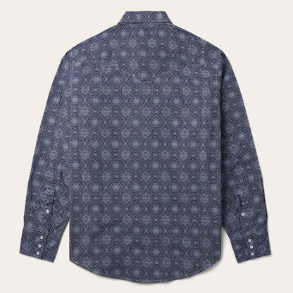 Blue Medallion Print Western Shirt Blue Men Stetson Western Shirts