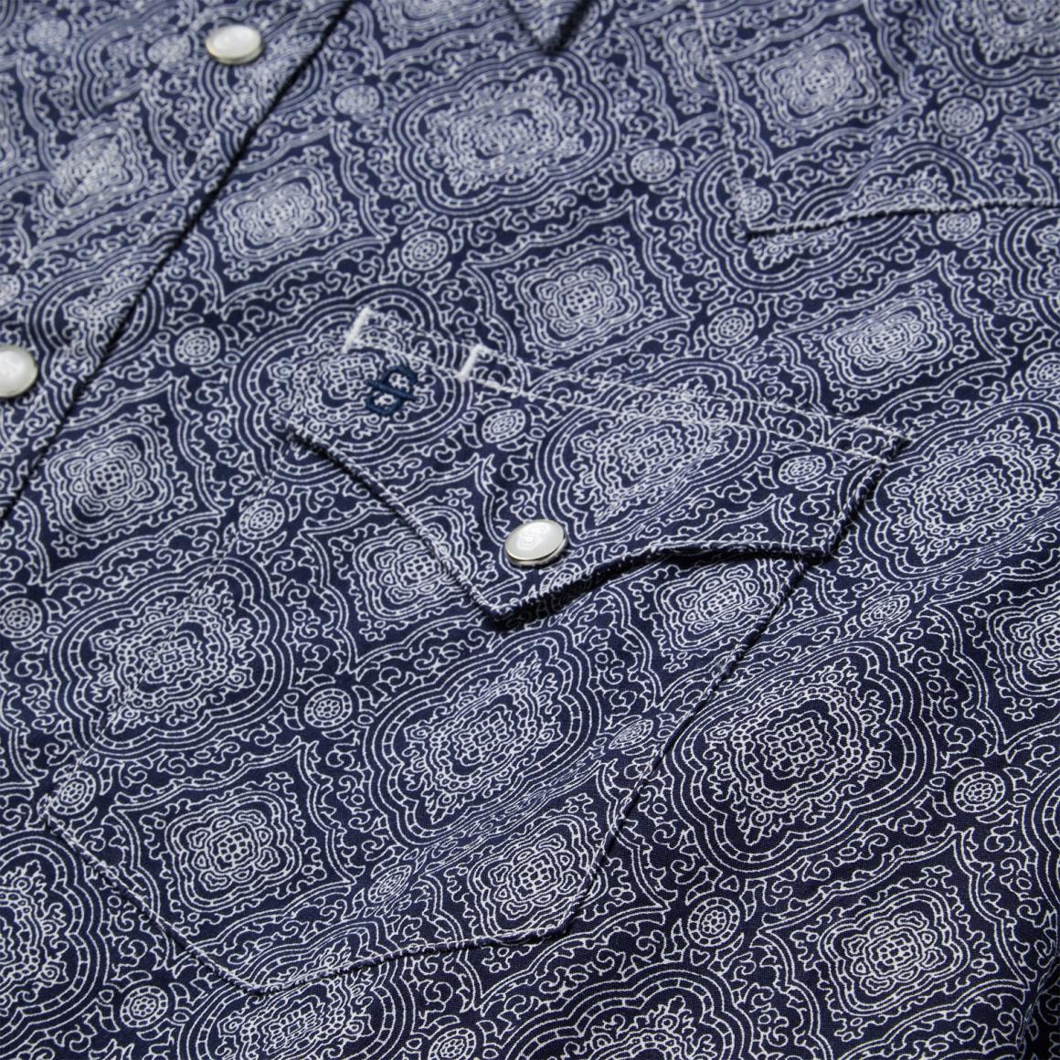 Blue Medallion Print Western Shirt Blue Men Stetson Western Shirts