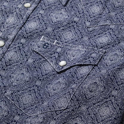 Blue Medallion Print Western Shirt Blue Men Stetson Western Shirts