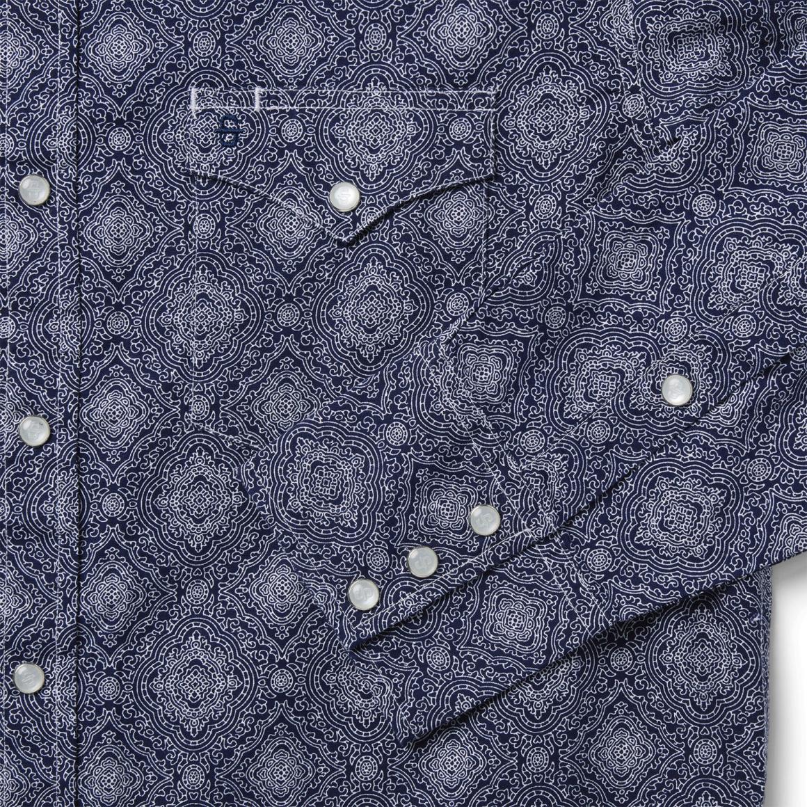 Blue Medallion Print Western Shirt Blue Men Stetson Western Shirts