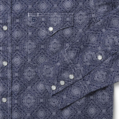 Blue Medallion Print Western Shirt Blue Men Stetson Western Shirts