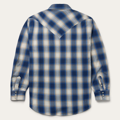 Blue Ombre Plaid Western Shirt Blue Men Stetson Western Shirts