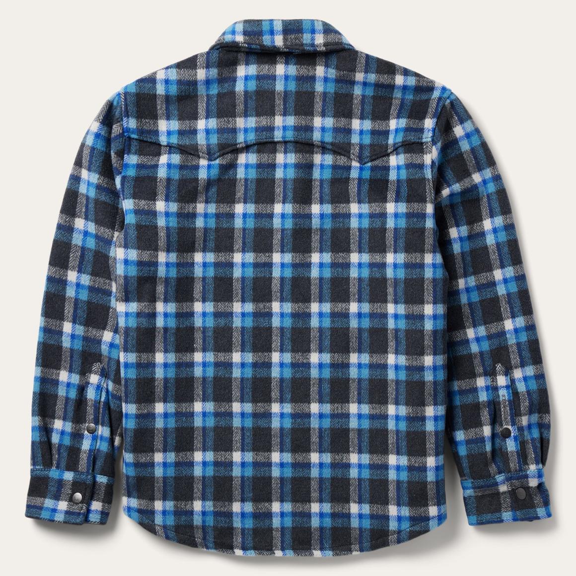 Blue Plaid Quilted Shirt Jacket Blue Men Stetson Flannel Shirts