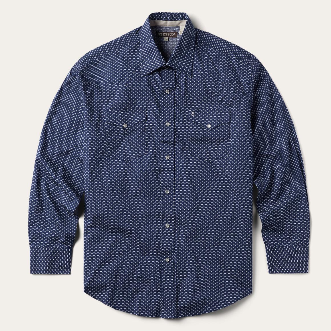 Blue Polaris Geo Print Western Shirt Blue Men Stetson Western Shirts