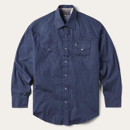 Blue Polaris Geo Print Western Shirt Blue Men Stetson Western Shirts