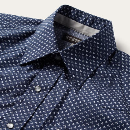 Blue Polaris Geo Print Western Shirt Blue Men Stetson Western Shirts