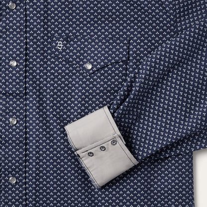 Blue Polaris Geo Print Western Shirt Blue Men Stetson Western Shirts