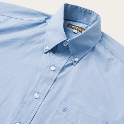 Blue Solid One-Pocket Snap-Front Shirt Blue Men Stetson Modern Cut