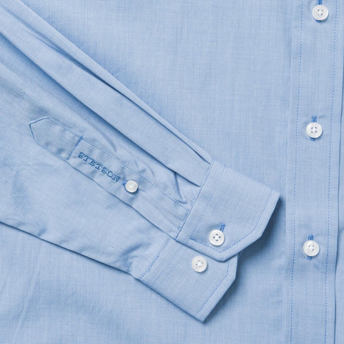 Blue Solid One-Pocket Snap-Front Shirt Blue Men Stetson Modern Cut
