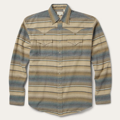 Blue Stripe Flannel Western Shirt Blue Men Stetson Classic Cut